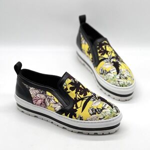 MSGM Floral Canvas Slip On Sneaker Womens 11 Yellow Black Chunky Skater Fun Y2K